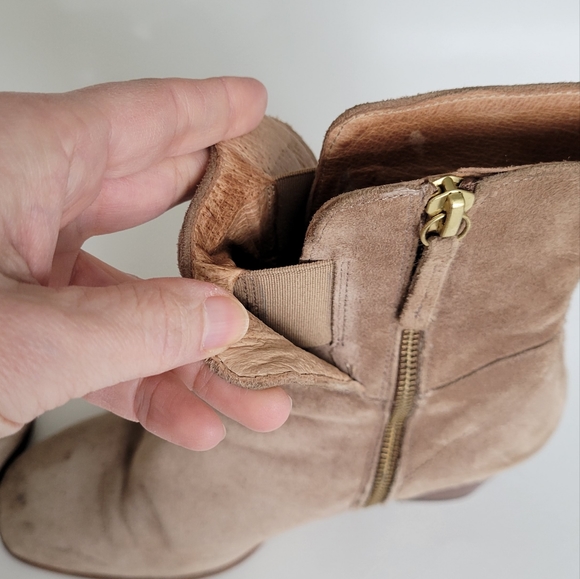 FREE PEOPLE Tan Suede Block Heel Boots - Picture 7 of 14